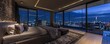 © iVGraphic - Luxurious bedroom with panoramic city view at night