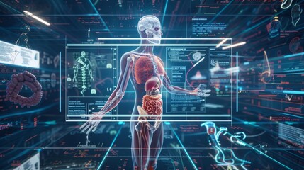 Fototapete - Human Body on Computer Screen
