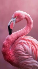 Wall Mural - Close-up of a pink flamingo