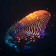 Fingerprint Scanning Identification System. Biometric Identification System. 3d Rendering. AI generated.