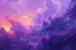 Abstract purple sky, dreamy surreal background, vivid colorful fantasy clouds, digital painting
