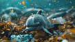 dolphin endangered specie World Habitat wildlife day, world day of endangered species, world Forest and biodiversity. Earth Day or World Wildlife Day concept. Biodiversity. Environmental protection.