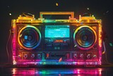 a boom box with colorful lights