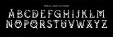 Fototapeta Boho - Vector Uppercase Aplhabet Set. Beautiful Tribal Serif Letters in Mystical Witch Style. Logo And Tattoo Design. Dark Aesthetic