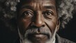 professional portrait of  a elderly black man, close-up on black background
