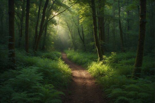 Green, Beautiful Soft Light, Forest View