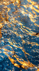 Wall Mural - a close up of a blue and gold water surface