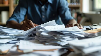 Wall Mural - An accountant organizing receipts and invoices. 