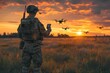 military soldier us army launches drone