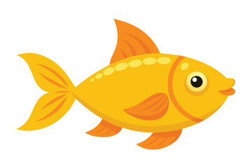 Wall Mural - Cartoon golden fish isolated on white background