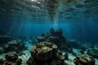 Unterwasserstadt mit gläsernen Kuppeln und marinem Lebensraum