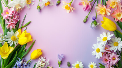 Sticker - spring flowers frame background