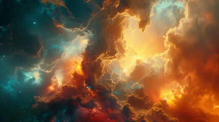 Wall Mural - Cosmic Symphony: Vibrant Nebula and Galaxies, Background