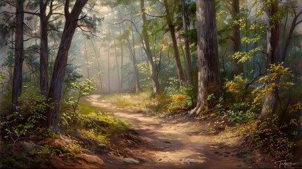 Canvas Print - Forest trail. Generative AI