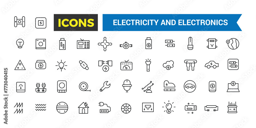 Electricity Sensor Icon Electricity and Electronics Icon Set, Set Of Home Electrification ...