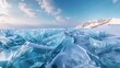 Frozen lake and ice. Generative AI