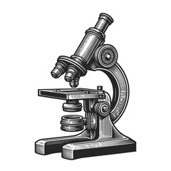 classic microscope, perfect for scientific themes sketch engraving generative ai fictional character