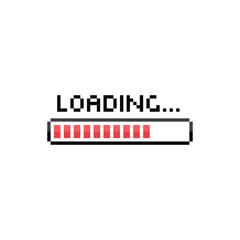 Poster - loading 8 bit icon vector Pixel art loading bar for game 