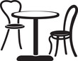 Bean Boutique Trendy Coffee Set Emblem Design Frappé Finesse Vector Icon of Coffee Table and Chair Set