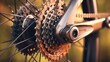Mountain bike wheel gears closeup. Brake system. Close-up.