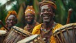 Africans play drums, dance, shaman