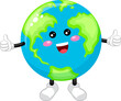 Cute cartoon globe character smiling Illustration.