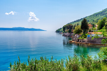 Beautiful coastline on a sunny day in Lovran, Istria, Croatia