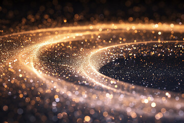 Wall Mural - golden glittering curve space in the night