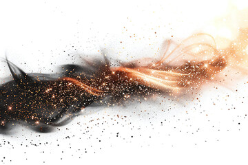 Wall Mural - glittering space in a black wave isolated against white background