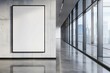 Empty billboard frame on an office lobby wall, providing copy space for customizable advertising mock-ups, peculiar interior illustration