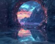 Capture attention with a side view of a surreal DigitalDessert Elements of fantasy, dreamlike textures, and a hint of mystery A visual treat that sparks intrigue and captivates your target audience