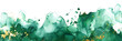 Green watercolor splash with gold accents on transparent background.