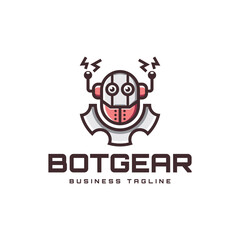 Wall Mural - gear robot logo vector