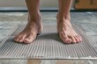 feet stepping on pressure mat to determine insole fit