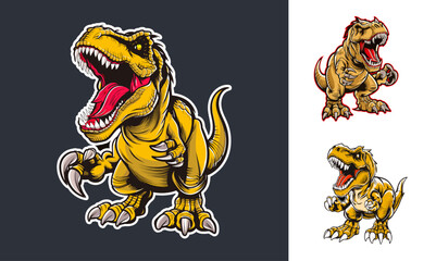 Sticker - T-rex mascot vector illustration. Generative AI.