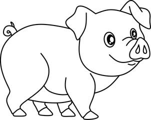 Wall Mural - Pig line art for children coloring book page