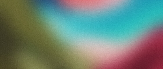 Wall Mural - Olive, Maroon, Azure, Coral Pink Gradient. Noise Texture. backdrop for header, banner, Poster Design. Vibrant Grunge Grainy Background. empty space, templet.