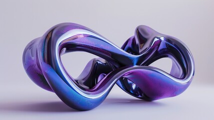 Abstract floating shape made of liquid metal. Holographic rainbow object material for graphic design.