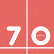 simple graphic design 70, 70th  flat 2d vector representation of a running track. of a running track with the number “70” painted on it in bold white text. the track appears to be red with white lane