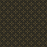 Fototapeta Abstrakcje - Geometric golden ornament on black background. Interlacing lines in a diamond pattern. Seamless pattern, grid of rhombuses.