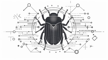 Wall Mural - bug in the program system icon isolated on a white background. software bug concept. debugging the s