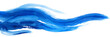 Blue watercolor wave brushstroke on transparent background.