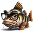 Funny illustration of a zander fish, square format