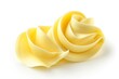 butter curl isolated on white background, butter closeup, butter curl closeup