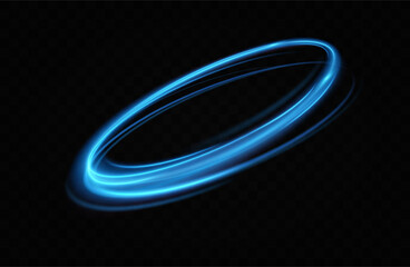 Poster - Blue neon ring. Glowing circle. Glow effect. Round light frame. abstract light lines of movement and speedAbstract light lines of movement and speed. light blue ellipse.