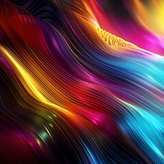 Poster - Multicolored futuristic wave pattern in digitally generated image, AI Generative.