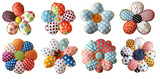 Fototapeta Tęcza - Flower polka dots shaped plush pillows set on transparent background