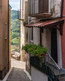 Fototapeta Perspektywa 3d - The picturesque village of Fornelli, on a sunny summer afternoon, in the Province of Isernia, Molise, Italy.