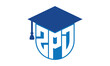 ZPD initial letter academic logo design vector template. school college logo, university logo, graduation cap logo, institute logo, educational logo, library logo, teaching logo, book shop, varsity