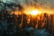 Golden Sunset Through Raindrop-Covered Window, Music Inspiration Concept